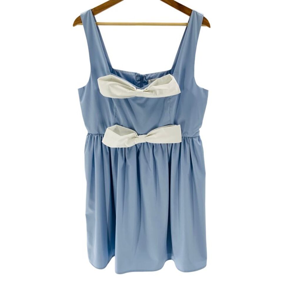 Flat White Bow Mini Dress Blue S